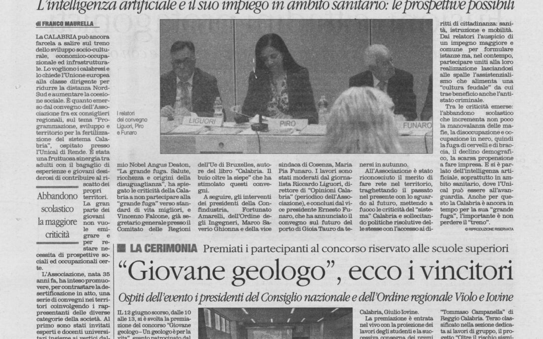 Rassegna stampa – convegno “Programmazione, sviluppo e territorio per la fertilizzazione del sistema Calabria”